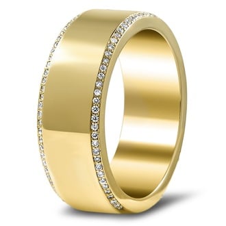 Custom Diamond Encrusted Wedding Band with Sapphire Accents