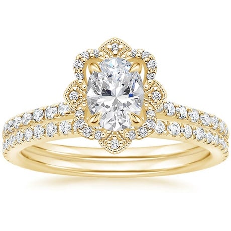 18K Yellow Gold Reina Diamond Ring with Luxe Ballad Diamond Ring (1/4 ct. tw.)