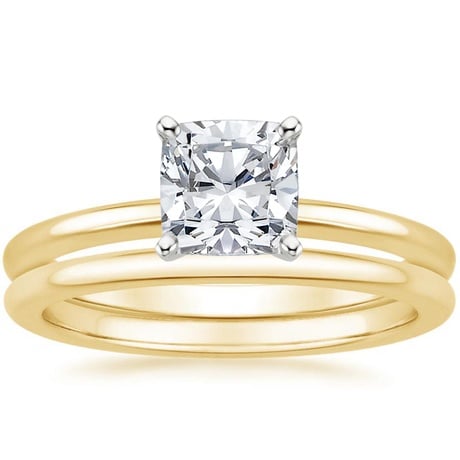 18K Yellow Gold Four-Prong Petite Comfort Fit Bridal Set