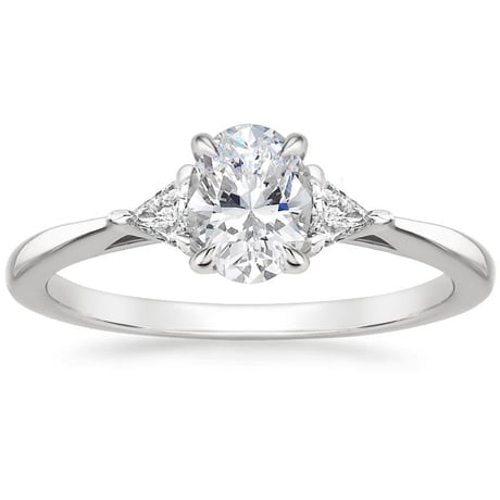 18K White Gold Trillion Three Stone Diamond Engagement Ring with Hadley Contoured Diamond Ring