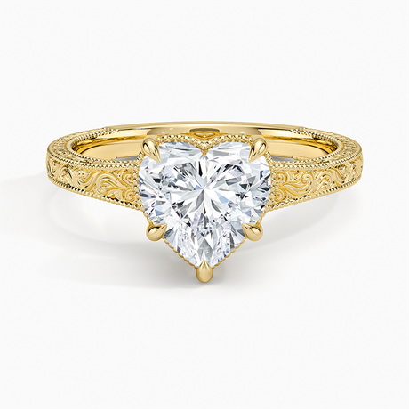 Tapered Elsie Engraved Solitaire Ring