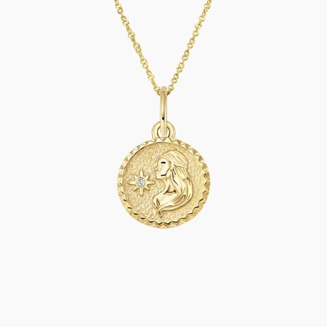 Mini Virgo Zodiac Diamond Medallion Necklace