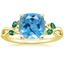 18K Yellow Gold Willow Ring With Lab Emerald Accents, smalltop view