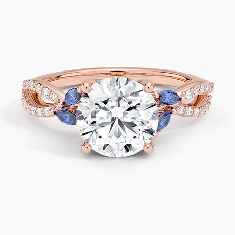 14K Rose Gold Luxe Willow Sapphire and Diamond Ring (1/8 ct. tw.)