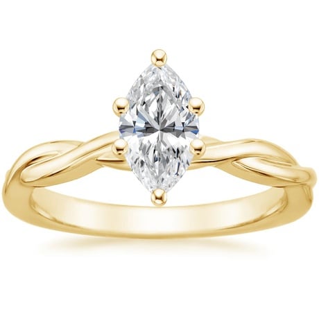 18K Yellow Gold Twisted Vine Ring with Petite Twisted Vine Diamond Ring (1/8 ct. tw.)
