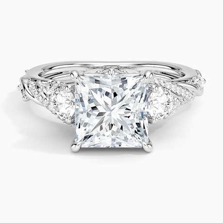 18K White Gold Begonia Vine Three Stone Diamond Ring (2/3 ct. tw.)