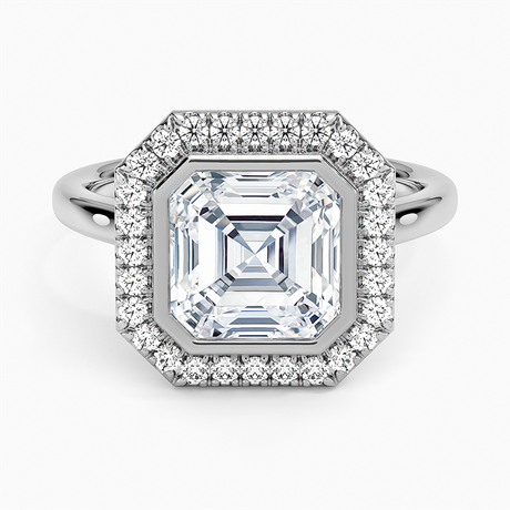 18K White Gold Bezel Halo Diamond Ring (1/4 ct. tw.)