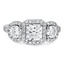 Custom Three Stone Halo Diamond Ring