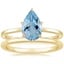 18K Yellow Gold Secret Halo Six-Prong Diamond Ring with Petite Comfort Fit Wedding Ring