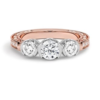 Custom Antique-Inspired Three Stone Diamond Ring