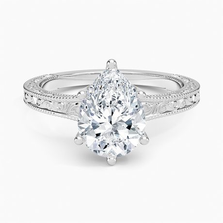 14K White Gold Hudson Engraved Ring