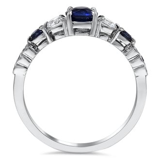 Custom Delicate Claw Prong Diamond and Sapphire Ring