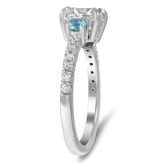 Custom Aquamarine Three Stone Diamond Ring