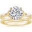 18K Yellow Gold Entwined Celtic Love Knot Ring with Petite Comfort Fit Wedding Ring