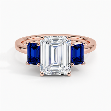 14K Rose Gold Luxe Rhiannon Three Stone Sapphire Ring