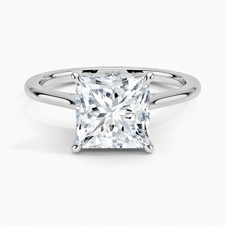 18K White Gold Petal 1.5mm Solitaire Ring