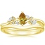18K Yellow Gold Arden Diamond Ring with Petite Curved Wedding Ring