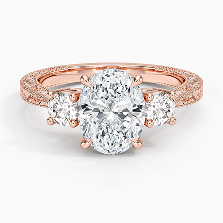 14K Rose Gold Elsie Three Stone Engraved Diamond Ring (1/3 ct. tw.)