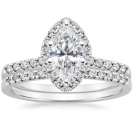 18K White Gold Odessa Diamond Ring (1/5 ct. tw.) with Sonora Diamond Ring (1/8 ct. tw.)