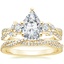 18K Yellow Gold Three Stone Luxe Willow Diamond Ring (1/2 ct. tw.) with Petite Luxe Twisted Vine Diamond Ring (1/4 ct. tw.)