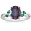 Platinum Willow Ring With Lab Emerald Accents, smalltop view