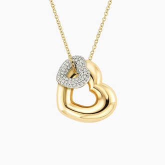 Two Hearts Lab Diamond Tube Necklace