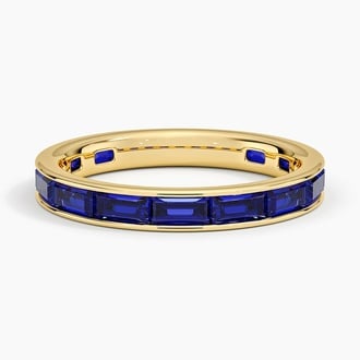 Channel Set Baguette Lab Sapphire Ring