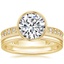 18K Yellow Gold Sinclair Art Deco Diamond Ring (1/6 ct. tw.) with 2mm Milgrain Wedding Ring