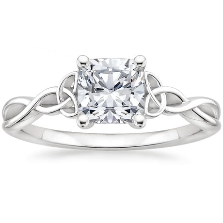 18K White Gold Entwined Celtic Love Knot Ring with Celtic Knot Diamond Ring