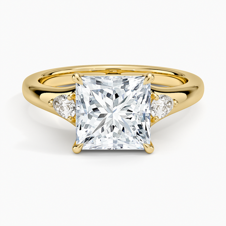 18K Yellow Gold Aria Three Stone Signet Diamond Ring (1/4 ct. tw.)