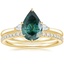 18K Yellow Gold Perfect Fit Three Stone Pear Diamond Ring with Luxe Ballad Diamond Ring