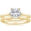 18K Yellow Gold Leighton Diamond Ring with Petite Comfort Fit Wedding Ring
