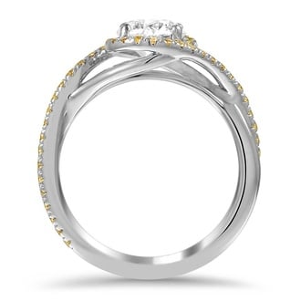 Custom Sweeping Halo Yellow Diamond Ring