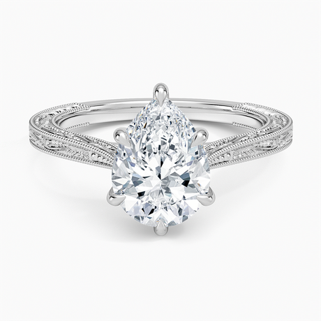 18K White Gold Elsie Engraved Ring