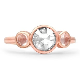 Custom Rose Cut Three Stone Ring