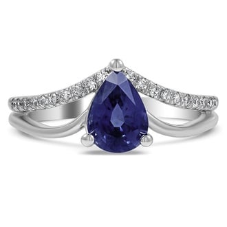 Custom Double Band Chevron Sapphire Ring