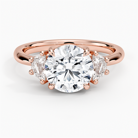 14K Rose Gold Half Moon Three Stone Diamond Ring (1/4 ct. tw.)