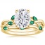 18KY Moissanite Willow Bridal Set With Lab Emerald Accents, smalltop view