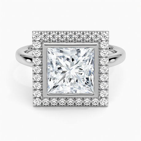 18K White Gold Bezel Halo Diamond Ring (1/4 ct. tw.)