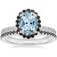 18KW Aquamarine Waverly Diamond Ring with Black Diamond Accents with Luxe Ballad Black Diamond Ring, smalltop view