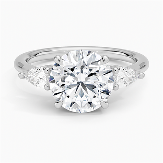 Opera Three Stone Diamond Ring with 2.5ct Round Certified Lab Diamond