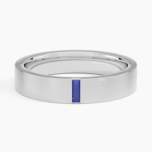 Apollo Green Tourmaline 4.5mm Wedding Ring in 18K White Gold