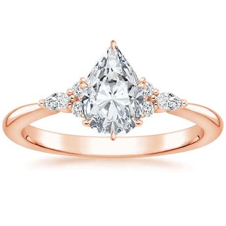 14K Rose Gold Nadia Diamond Ring with Aria Contoured Diamond Ring