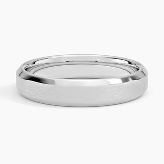 Beveled Edge Matte 4.5mm Wedding Ring in 14K White Gold