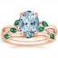 14KR Aquamarine Willow Bridal Set With Lab Emerald Accents, smalltop view