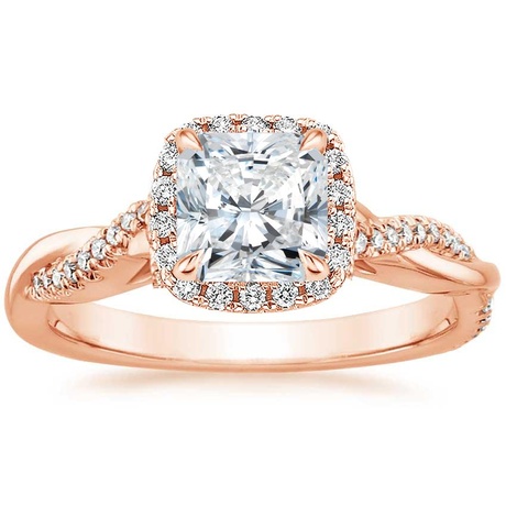 14K Rose Gold Petite Twisted Vine Halo Diamond Bridal Set (1/3 ct. tw.)