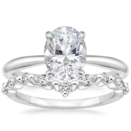 18K White Gold Freesia Ring with Curved Versailles Diamond Ring