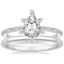 18K White Gold Phoebe Diamond Ring with Petite Comfort Fit Wedding Ring