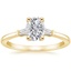 18K Yellow Gold Tapered Baguette Three Stone Diamond Ring, smalltop view