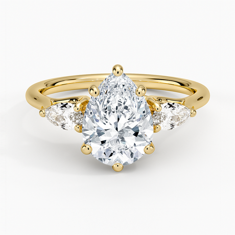 Trellis Three Stone Pear Diamond Ring